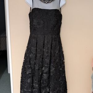 Eliza J Black Floral Lace Midi Dress